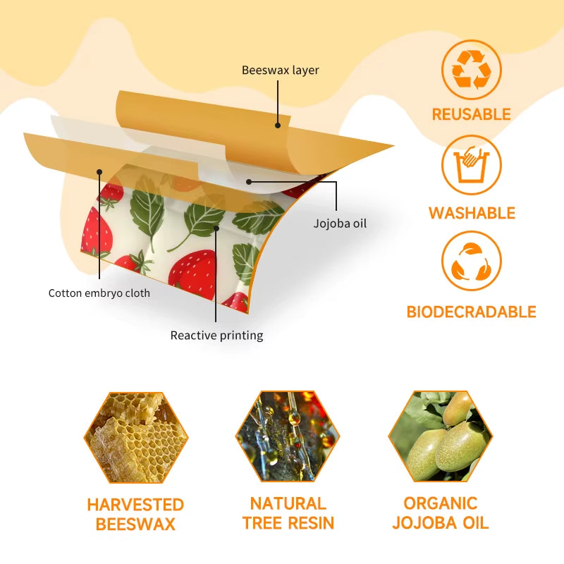 9Pack Reusable Beeswax Wraps, Ecp Friendly Beeswax Food Wrap, Bread Sandwich Wrapper, Reusable & Organic Cotton Food Wraps