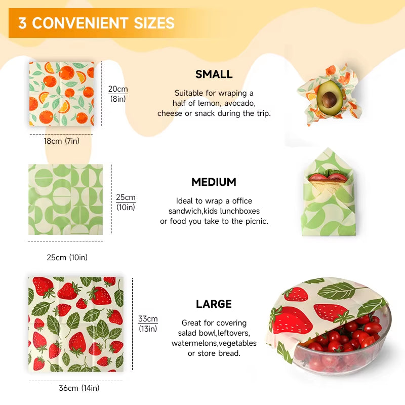 9Pack Reusable Beeswax Wraps, Ecp Friendly Beeswax Food Wrap, Bread Sandwich Wrapper, Reusable & Organic Cotton Food Wraps