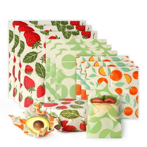 9Pack Reusable Beeswax Wraps, Ecp Friendly Beeswax Food Wrap, Bread Sandwich Wrapper, Reusable & Organic Cotton Food Wraps