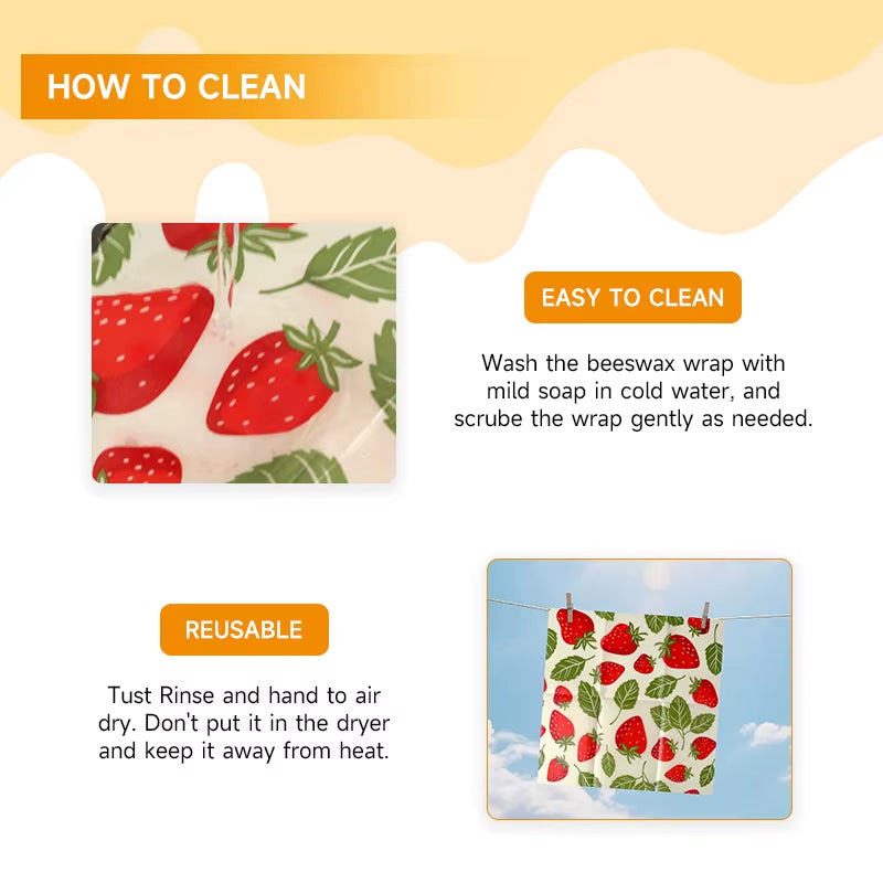 9Pack Reusable Beeswax Wraps, Ecp Friendly Beeswax Food Wrap, Bread Sandwich Wrapper, Reusable & Organic Cotton Food Wraps